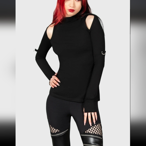 Killstar Black Cut-Out Long Sleeve Top - Picture 2 of 3